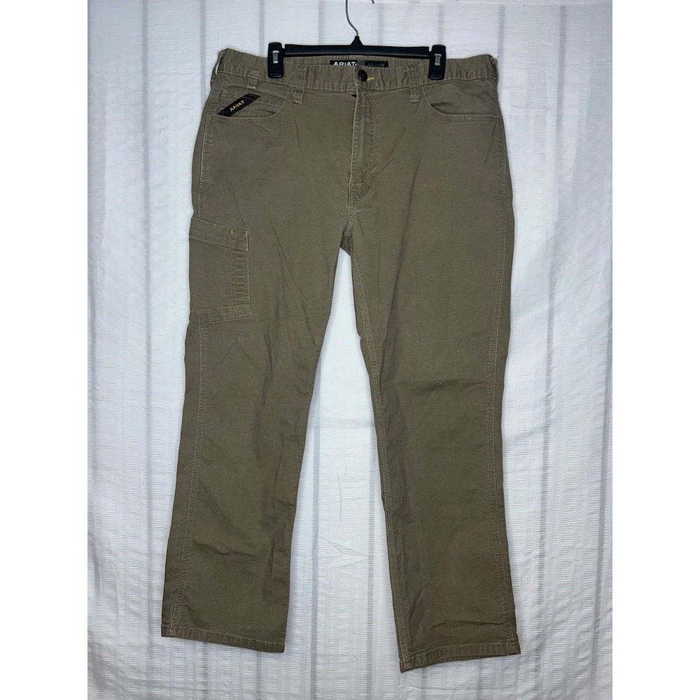 Ariat Pants Mens 36x30 M4 Relaxed Straight REBAR Field Khaki Canvas Workwear